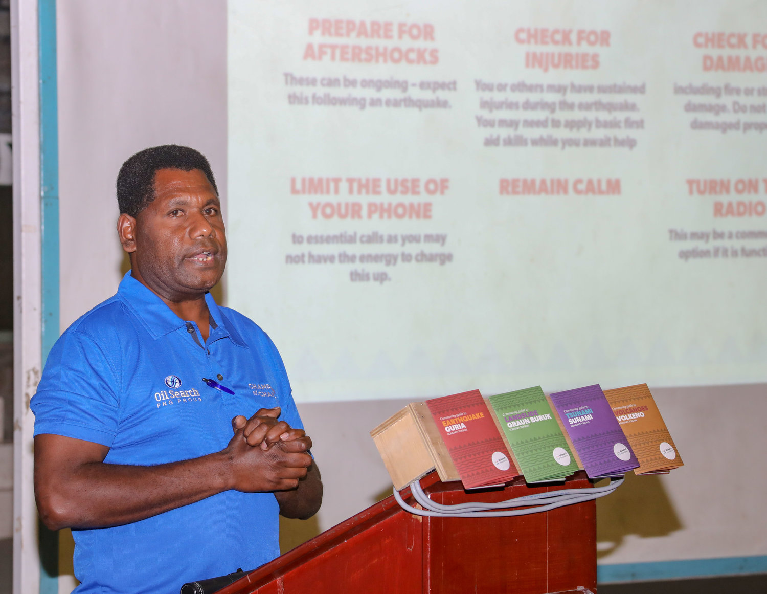 OSL Safety Officer Joseph Rangan speaks at the launch of the Disaster Series Toolkits.